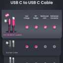 AINOPE USB C Cable 60W 2-Pack 6.6ft Nylon Braided USB C to USB C Cable Type C Charger Fast Charging Right Angle USBC Cable Charger Cord for iPhone 16 Pro Max 15 Plus Samsung S24 S23 iPad Pro Rose Red