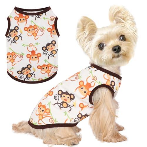Dog Shirt Vest Dog Clothes for Small Dogs Boy Girl Stretchy Summer Puppy T-Shirts Soft Breathable Lightweight Puppy Sweatshirt Pet Cat Outfit (Monkey, Small)