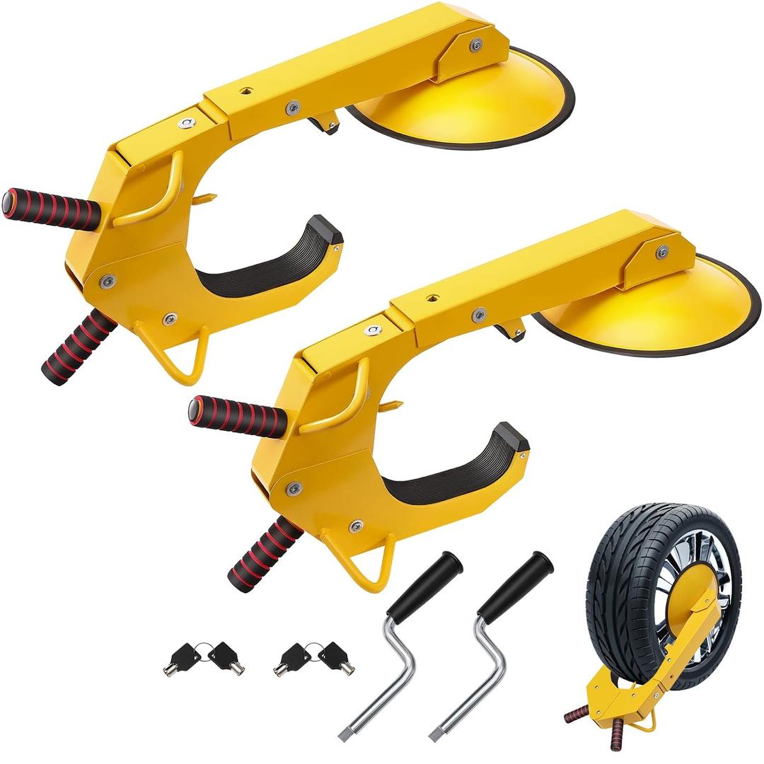 Mophorn 2pcs Heavy-Duty Trailer Wheel Clamp Locks - Adjustable Anti-Theft Tire Locks for Trailers, Cars, Trucks, SUVs