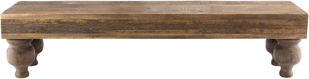 Mud Pie Footed Wood Stand, Brown, 7 1/2" x 32"