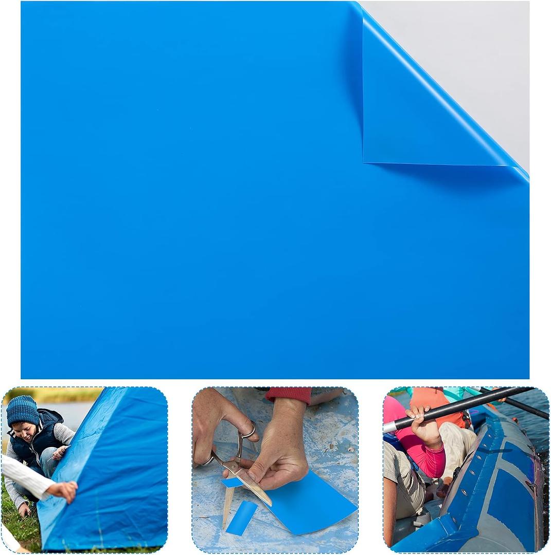 Syhood Extra Large Pool Liner Repair Patch 5.6 ft x 8.2 ft Blue Self Adhesive Vinyl Pool Patch Repair Kit for Christmas Bounce House Above Ground Pools Inflatable Floats Toys Snow Tube