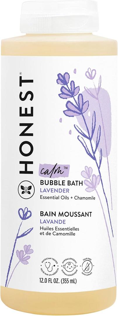 The Honest Company Foaming Bubble Bath & Baby Wash, TearFree, Hypoallergenic, Natural Formula, Lavender Calm Scent, 12 fl oz