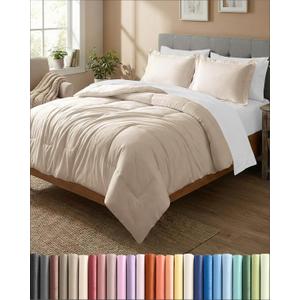 King Comforter Set - 3 Piece Bed Set for All Seasons - 1 Soft Quilted Comforter with Corner Tabs & 2 Pillow Shams - Comfy, Cozy & Breathable - Premium Down Duvet Insert - Oeko-TEX - King Size, Wheat