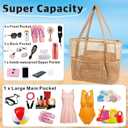 Mesh Beach Tote with Zipper Pockets,with a pair of Sunglasses