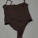 SUUKSESS Women Sexy Square Neck Thong Bodysuit Backless Cami Bodysuit Top (01 Brown), XS