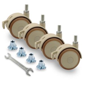 2" Stem Casters Replacement Casters 4Pcs Threaded Swivel Furniture Caster Wheels with Brakes 90Lbs (M6-1.0x15mm)