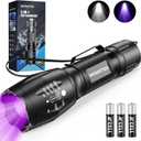 UV Flashlight, Portable Blacklight Flashlight, LED Torch with White and Ultraviolet Light Combo, Black Light Pet Urine Detector for Dog Cat Pee, ID Check, AC Leak, Bed Bug, Rocks, Resin