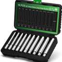 TecoTek 10PCS 3/8-Inch Drive Extra Deep Metric Socket Set, 6 Point, 8mm to 17mm, No Skipped Sizes, 120MM Deep CR-V Socket for Automotive and Industrial Applications
