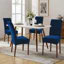 Smiry Velvet Stretch Dining Room Chair Covers Set of 6, Soft Removable Washable Chair Slipcovers Kitchen Parsons Chair Protector, Federal Blue