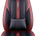 PU Leather Car Seat Covers, Universal Front 2 or Full 5 Seat Set, Waterproof Seat Protectors Easy Installation for Cars Trucks SUVs (Red, Front Pair)