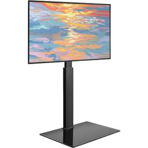 Floor TV Stand for 27-65 inch LED Screen, Adjustable Height & Swivel, Tempered Glass Base, Max VESA 400x400mm