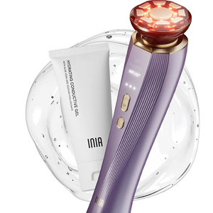 INIA Flare 3-in-1 Microcurrent Facial Device Red Light Therapy for Face and Neck Massager Tool with Heat & Vibration for Skincare Puffiness, Firming, Smoothing