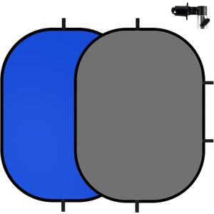 5x6.6ft Blue Grey Backdrop for Photography, 2-in-1 Pop Up Collapsible Photo Background with Clip and Carry Case for YouTube Videos Studio Props