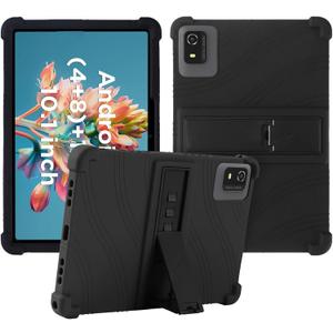 Case for CWOWDEFU C18 Android 14 Tablet 10.1 in,Soft Silicone Protector Cover for CWOWDEFU C18 Android 14 Tablet, Kids Friendly,Adjustable Stand Tablet Cover,4 Corners Thicken Shockproof (Black)