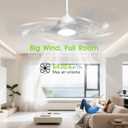 52 Inch White Ceiling Fans with Lights and Remote, Modern White Ceiling Fan with Light, Indoor & Outdoor Ceiling Fan for Bedroom Living Room Patio with 3CCT Dimmable, Quiet DC Motor, 6 Speeds