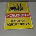 3 Pack "Caution - Watch For Forklift Traffic" Sign, 10" x 14" Aluminum Watch For Forklift Safety Signs, Reflective Warning Sign for Indoor Outdoor Use, Fade-Resistant, UV Protected, Waterproof