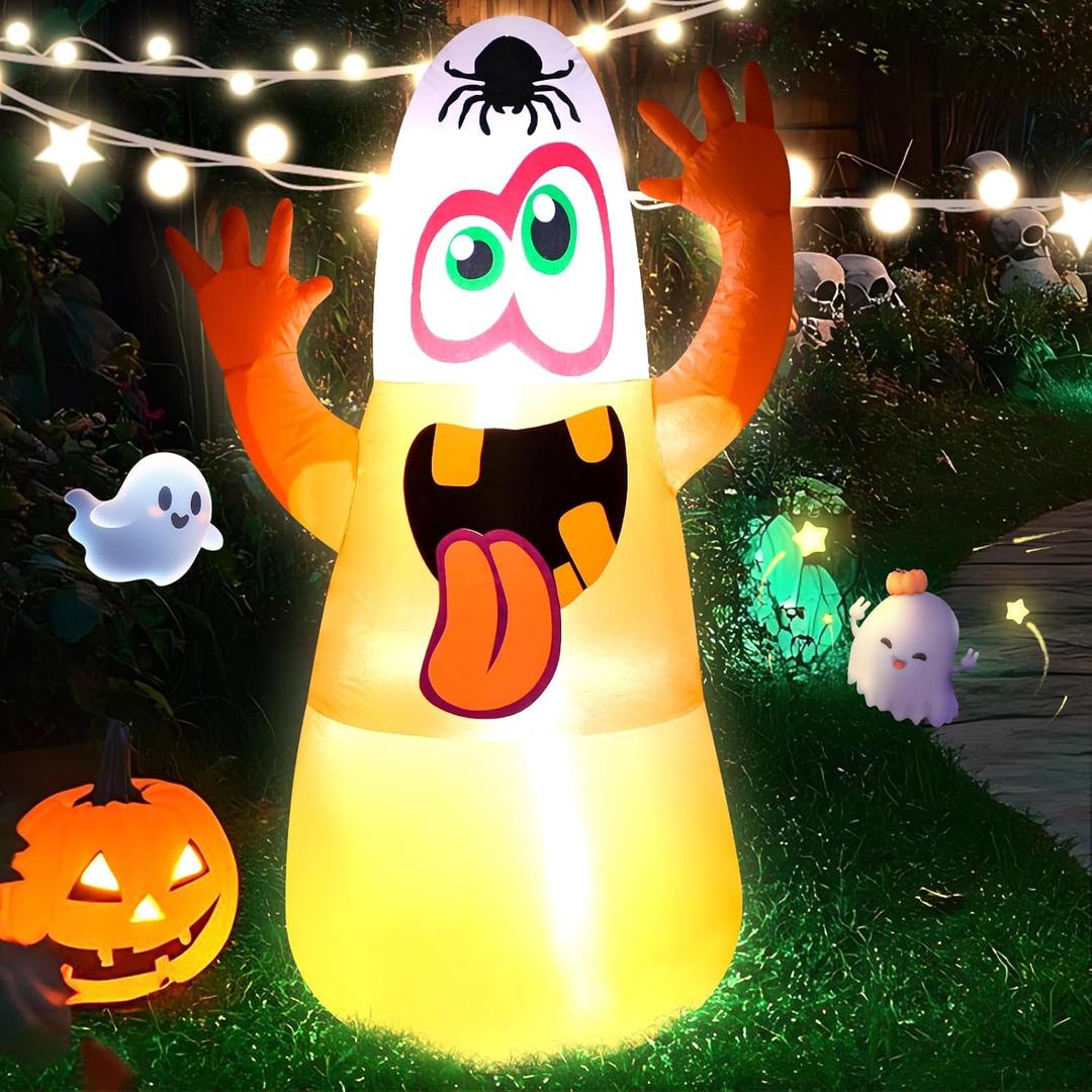 4FT Halloween Inflatable Decor Ghost Halloween Blow Up Decoration with LED Lights Indoor Outdoor Yard Graden Party Holiday Decor