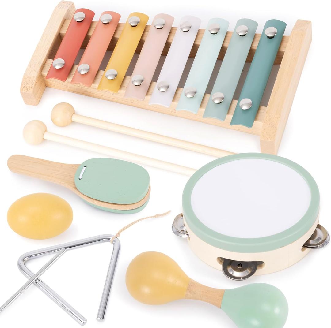 Fun Musical Instruments for Toddlers - The Perfect Wooden Instruments for Little Ones to Explore Sounds Through Play - Great Montessori Toy Gift for Babies, Toddlers 1-3, and Kids - Incl. Xylophone Fun Musical Instruments for Toddlers - The Perfect Wooden Instruments for Little Ones to Explore Sounds Through Play - Great Montessori Toy Gift for Babies, Toddlers 1-3, and Kids - Incl. Xylophone