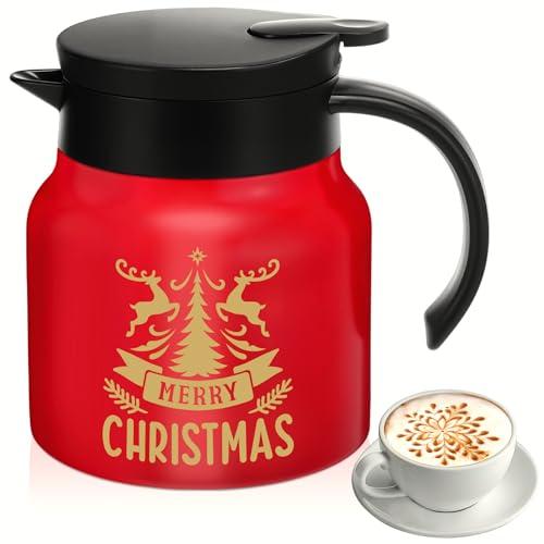 Mimorou Christmas Hot Chocolate Dispenser Red 27 oz Hot Cocoa Bar Supplies Winter Stainless Steel Double Wall Thermal Water Carafe for Keeping Chocolate Coffee Milk Party Favors Supplies