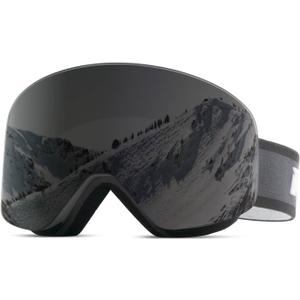 Meeloog Magnetic Ski Goggles Frameless Interchangeable Lens, UV Protection Snow Goggles, Snowboard Gear for Men Women Youth (P1 Grey Frame/Black Lens(vlt 11%))