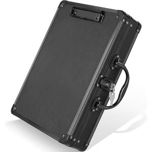Sooez Key Lock Clipboard Storage Box, Heavy Duty Clipboard with Storage, Metal Locking Box with Handle, Lock Box Maximum Security - Holds Letter Size Paper, 12.5 x 9.5 inch, Black