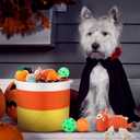 Abbylike 7 Pcs Halloween Dog Toys Set Candy Corn Rope Basket Puppy Toy Bundle with Squeaky Pumpkin Dog Chew Toy and Rubber Ball Fun Teeth Cleaning & Interactive Play for Small Medium Dogs