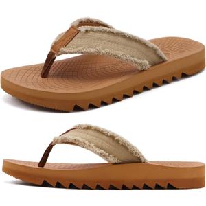 ONCAI Men's Rubber Flip Flops Trendy Summer Beach Pool Shower Sandals with Yoga Mat Non-slip Outdoor Cushion Soles (9.5)