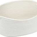 Woven Storage Basket with Handle, Small Baskets for Gifts Empty, Cotton Rope Boho Baskets for Organizing, Bathroom Closet Shelf Organizer Bins, Decorative Cute Toy Basket Bin for Nursery (13" x 8" x 6", White)