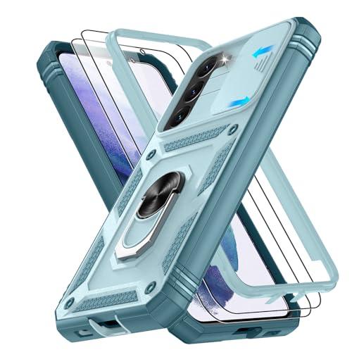 Gritup for Samsung Galaxy S22+ Plus Case with Screen Protector*2, Galaxy S22 Plus Case Build in 360° Rotating Ring Kickstand, Military Grade Protective Case for S22 Plus Phone, Green