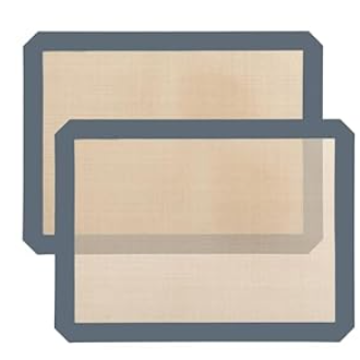 XSSDPDC 2-Pack Non-Stick Silicone Baking Mats - Reusable, High-Temperature Resistant Silicone Mats for Baking Cookies and Macarons - Silicone Baking Sheet(Gray）