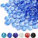 GRISUN 1/2 Inch Pacific Ocean Blue Luster Fire Pit Glass, 10 Pounds Round Glass Rocks for Natural or Propane Fireplace, Fire Glass Beads Safe for Outdoors and Indoors Firepit Glass