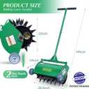 Rolling Lawn Aerator, Heavy Duty Push Spike Aeration Tool Up to 55 lbs, Manual Rotary Grass Aerator for Garden and Yard Use