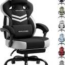 GTPLAYER Gaming Chair, Computer Chair with Footrest and Lumbar Support for Adults, 360-Swivel Big & Tall Reclining Seat for Office or Gaming (Black&White)