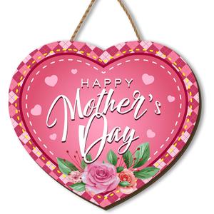 Mothers Day Wooden Wreaths for Front Door Funny Best Mom Welcome Sign Pink Floral Butterfly Decor Happy Mother's Day Decorations for Home Party