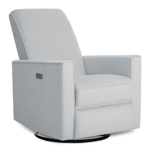 Evolur Harlow Upholstered Power Glider Recliner with USB Charging Rocking & 275 Swivel with Smooth Glide Greenguard Gold & FSC Certified Modern Nursery and Living Room Chair in Grey