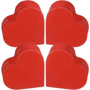Marsui 4pcs Unfinished Valentines Heart Box with Hinged Lid Red Crafts DIY Wood Treasure Chest Stash for Women Holiday Art Gifts Jewelry Home Storage Gifts (3.9 x 9.7 x 1.58 IN)