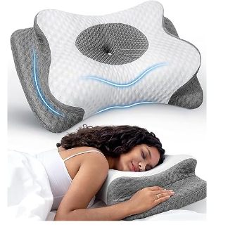 No More Aches Neck Pillow for Pain Relief, Adjustable Cervical Support with Armrest, Odorless Ergonomic Contour Memory Foam Pillows,Orthopedic Bed Side Back Stomach Sleeping