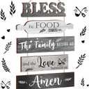 Geetery Bless The Food Before Us Wall Decor Farmhouse Kitchen Decor Rustic Dining Room Wall Art Vintage Country Wooden Hanging Sign(Farmhouse Gray)