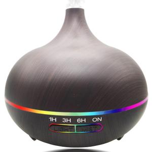Diffusers for Essential Oils Large Room 550ml Aroma Diffuser for Home, Ultra Quiet Aromatherapy Essential Oil Diffuser, Ultrasonic Cool Mist Humidifier with 7 Light Colors, Timer Setting (Dark Wood Grain)
