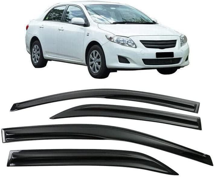 Tape-On Window Visors 4-Piece for 2009-2013 Toyota Corolla Sedan Only Sun Rain Guard Shield Shade Smoke 94073