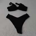 Verdusa Women's Twist Front Bikini Set High Cut Thong Tied Back Two Piece Swimsuit Large
