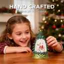 Mini Snow Globe Christmas Decorations, Glittering Santa Reindeer Small Christmas Tree Snow Globe Lighted Water Lantern for Xmas Decor Gifts