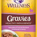 Wellness Natural Pet Food Healthy Indulgence Grain Free Wet Cat Food, Tuna and Mackerel Gravies, 3 Ounce (Pack of 24), Best By: 14 DEC 2025