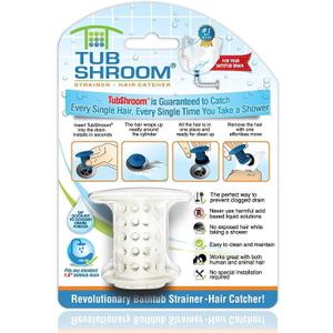 TubShroom The Revolutionary Tub Drain Protector Hair Catcher/Strainer/Snare, White, 2.25 x 2.25 Inch