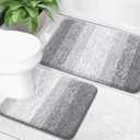 OLANLY Bathroom Rug Set 2 Piece, Soft Absorbent Microfiber Bath Mats and U-Shaped Contour Toilet Rug, Non-Slip, Machine Wash Dry, Plush Shaggy Bath Mats for Bathroom (30"x20"+24"x20", Light Grey) (30" x 20" + U Shape 24" x 20")