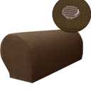 Anti-Slip Waterproof Stretch Fabric Armrest Covers Furniture Protector Armchair Slipcovers for Recliner Sofa Set of 2 (Coffee)