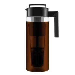 Takeya Deluxe Cold Brew Coffee Maker - BPA-Free Tritan Pitcher with Airtight Leakproof Lid, Silicone Grip Handle, Fine-Mesh Filter - Shatter-Proof, Dishwasher Safe, Made in USA - 2 Quart/Black