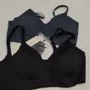 Vertvie Wireless Bras for Women Full Coverage Supportive Seamless Bralettes No Underwire Push Up Comfort Soft T-Shirt Bra (Black+teal,Small)