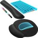 KTRIO Ergonomic Keyboard Wrist Rest, Memory Foam Wrist Rest for Computer Keyboard, Mouse Pad Set for Easy Typing & Pain Relief for Office & Home, Black