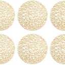 DII Woven Paper Tabletop Collection Holiday or Event Décor, Reversible Round Placemat Set, 15" Dia, Gold, 6, Piece